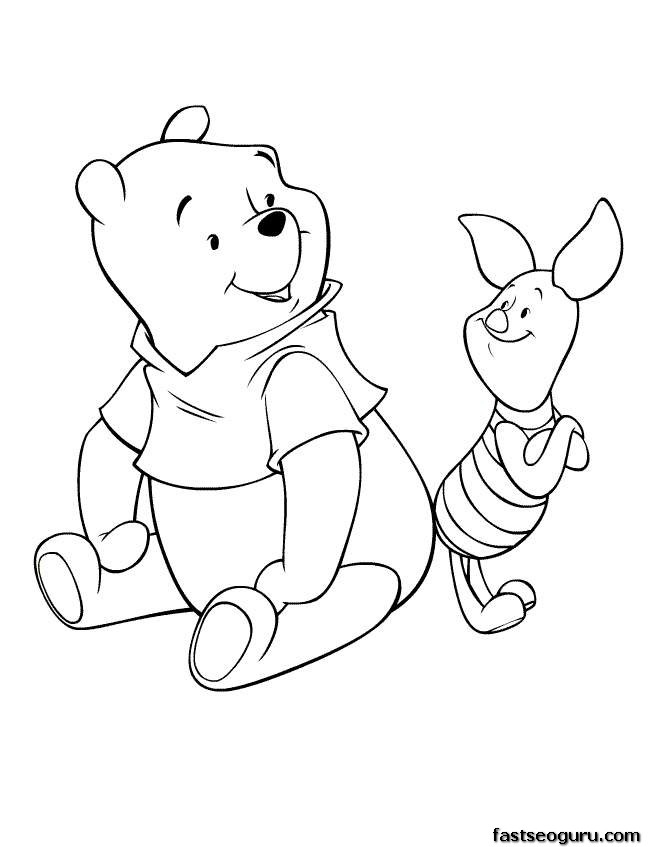 Coloring pages Disney Characters Winnie the Pooh and Piglet